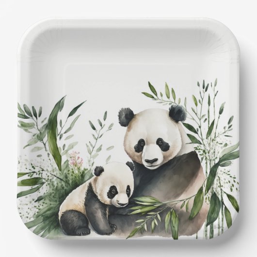 Assiettes En Carton Ours De Panda Avec Cuisine (Recto)