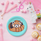 Assiettes En Carton Ours de Panda rouge turquoise (Fête)