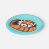 Assiettes En Carton Ours de Panda rouge turquoise (Angle)