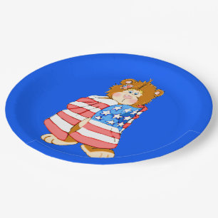 Assiettes En Carton Ours du drapeau patriotique