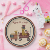 Assiettes En Carton Ours En 4 juillet Teddy À La Parade (Fête)