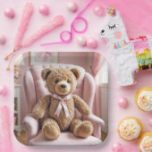 Assiettes En Carton Ours En Conflit Avec Bow Rose (Fête)