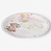 Assiettes En Carton Ours en or rose avec ballons étoilé Ciel bébé fill (Angle)