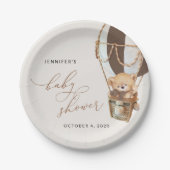 Assiettes En Carton Ours en peluche, Ballon Brown à air chaud, Baby sh (Devant)