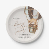 Assiettes En Carton Ours en peluche, ballon Brown à air chaud, premier (Devant)