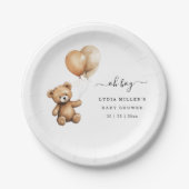 Assiettes En Carton Ours en peluche Ballons baby shower neutre (Devant)