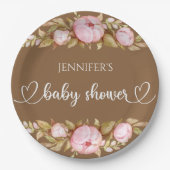 Assiettes En Carton Ours en peluche Bébé Ours Baby shower Floral (Devant)