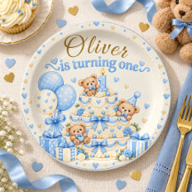 Ours en peluche bleu personnalisé pour le 1er anni