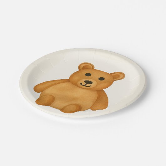 Assiettes En Carton Ours en peluche classique (Angle)