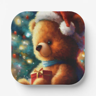 Assiettes En Carton Ours en peluche de Noël 3