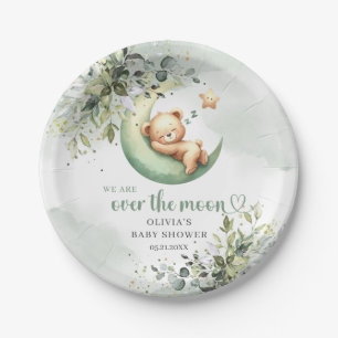 Assiettes En Carton Ours en peluche du feuillage Boho au-dessus de la