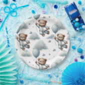 Assiettes En Carton Ours en peluche en pyjama bleu (Fête)