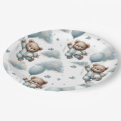 Assiettes En Carton Ours en peluche en pyjama bleu (Angle)