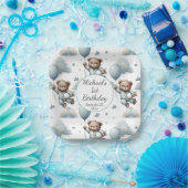 Assiettes En Carton Ours en peluche en pyjama bleu Anniversaire (Fête)