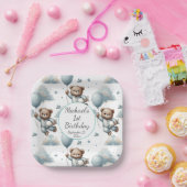 Assiettes En Carton Ours en peluche en pyjama bleu Anniversaire (Fête)