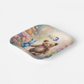 Assiettes En Carton Ours en peluche et lapin dans un jardin pastel (Angulaire)