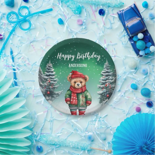 Assiettes En Carton Ours en peluche mignon Noël arbre anniversaire fil (Fête)