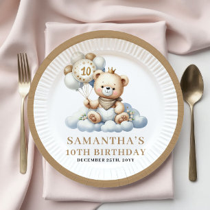 Assiettes En Carton Ours en peluche mignon pour 10ème anniversaire ass
