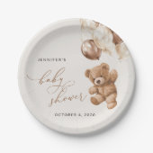 Assiettes En Carton ours en peluche, ours bébé, ballons Brown, Baby sh (Devant)