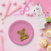 Assiettes En Carton Ours en peluche rose (Fête)