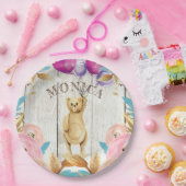 Assiettes En Carton Ours en peluche rustique personnalisé (Fête)