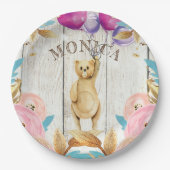 Assiettes En Carton Ours en peluche rustique personnalisé (Devant)