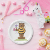Assiettes En Carton Ours habillé en Bumblebee avec Fleurs (Fête)