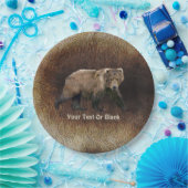 Assiettes En Carton Ours Kodiak Sur Fourrure De Caribou (Fête)