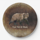 Assiettes En Carton Ours Kodiak Sur Fourrure De Caribou (Devant)