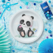 Assiettes En Carton Ours Panda Aquarelle avec papillons (Fête)