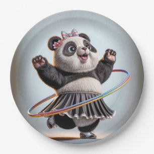 Assiettes En Carton Ours Panda Avec Cerceau Hula Arc-en-Ciel