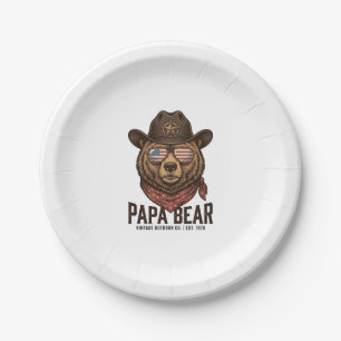 Assiettes En Carton Ours Papa Ours Cowboy Patriotique Vintage Vector D