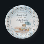 Assiettes En Carton Ours | Parapluie Bleu Bearly Wait Garçon Bébé Spri<br><div class="desc">C'est un garçon et nous pouvons "attendre prématurément" Texte du script "Baby Sprinkle" Design de bienvenue avec un mignon petit ours habillé d'un imperméable bleu avec un parapluie bleu. Il est assis à côté d'une flaque d'eau jouant avec ses blocs de bois au milieu des roseaux, des herbes et des...</div>