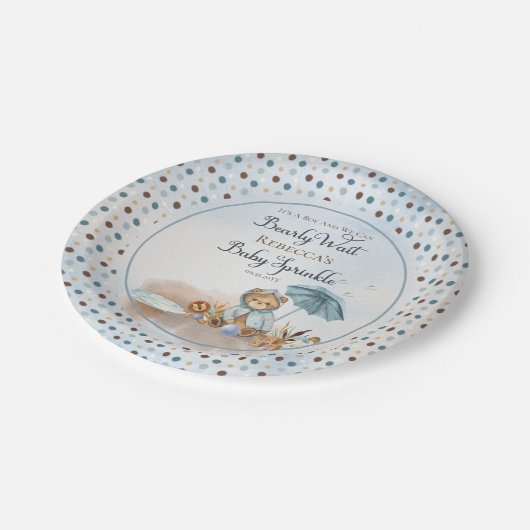 Assiettes En Carton Ours | Parapluie Bleu Bearly Wait Garçon Bébé Spri (Angle)