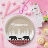 Assiettes En Carton Ours Plaid Fête d'anniversaire (Fête)