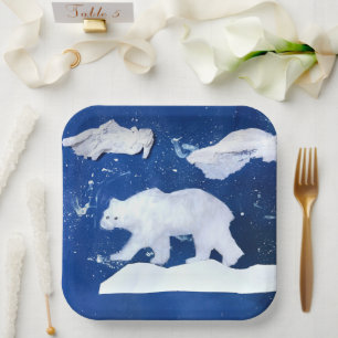 Assiettes En Carton Ours polaire "Art by Kids"