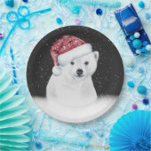 Assiettes En Carton Ours Polaire Dans Les Snowflakes (Fête)