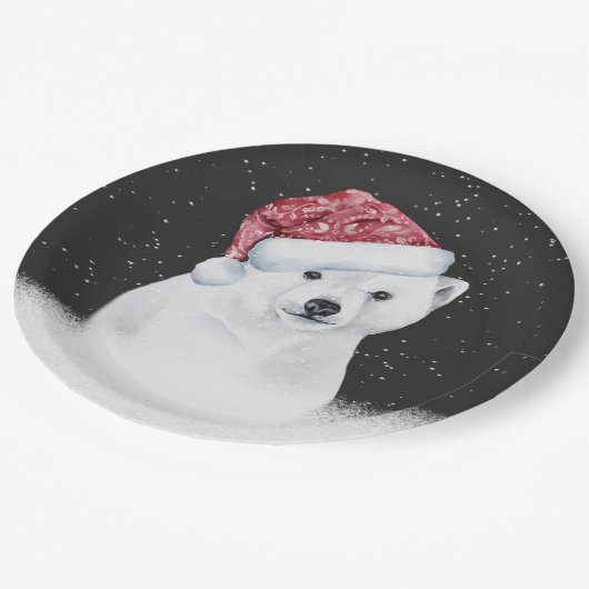 Assiettes En Carton Ours Polaire Dans Les Snowflakes (Angle)