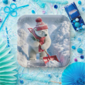 Assiettes En Carton Ours Polaire De Noël Avec Chaussure Rouge (Fête)