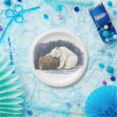 Assiettes En Carton Ours polaire dormant, aquarelle (Fête)