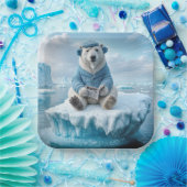 Assiettes En Carton Ours Polaire Lire Le Journal (Fête)