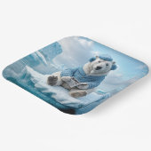 Assiettes En Carton Ours Polaire Lire Le Journal (Angulaire)