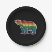 Assiettes En Carton Ours polaire rétro arc-en-ciel Lesbienne Gay pride (Devant)