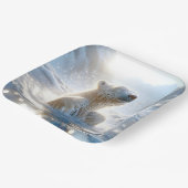 Assiettes En Carton Ours Polaire S'Éclaboussant Dans L'Eau Arctique (Angulaire)