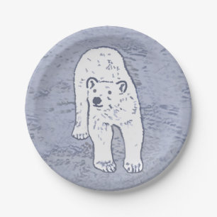 Assiettes En Carton Ours polaire sur la peinture sur glace - Art origi