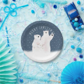 Assiettes En Carton Ours Polaires De Noël Sur Plaque Papier Étoiles (Fête)