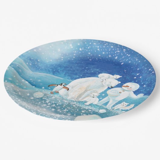Assiettes En Carton Ours polaires, Renard polaire, Pingouin Empereur & (Angle)