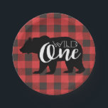 Assiettes En Carton Ours sauvage | Premier anniversaire de Flannel<br><div class="desc">Par conceptions redéfinies</div>