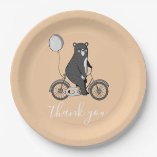 Assiettes En Carton Ours scandinave à vélo minimaliste Merci