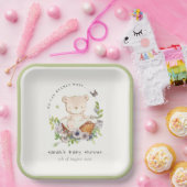 Assiettes En Carton Ours Teddy Mignonne Dans Panier Fleur Baby shower  (Fête)
